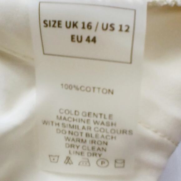 Maniere De Voir SZ 12 Strap Detail Cargo Pants - Cream 100% Cotton NWOT - Picture 9 of 9